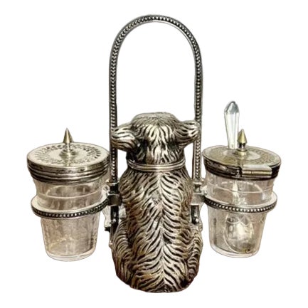 Antique Victorian Silver Plated Novelty Cruet, 1871, Set of 3 For Sale