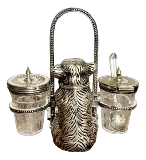 Antique Victorian Silver Plated Novelty Cruet, 1871, Set of 3