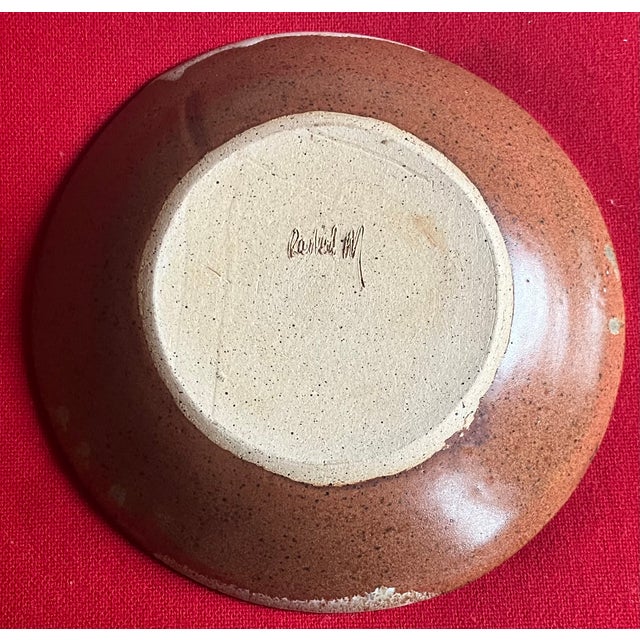 Mid-Century Art Pottery Plate in Abstract Blue and Brown Mottled Glaze For Sale - Image 10 of 10