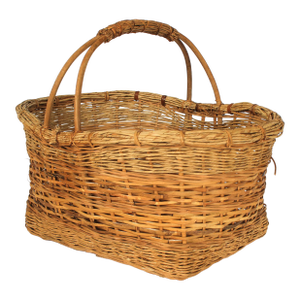 Vintage Woven Wicker & Rush Market Basket