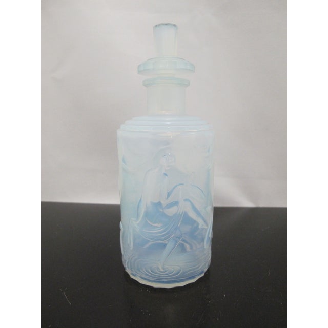 Sabino Blue Opalescent Dancing Nude Nymphs Art Deco Glass 6" Perfume Scent Bottle For Sale - Image 15 of 16