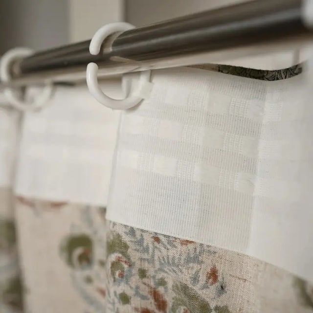 Art Deco Fabdivine Hand Block Printed Viscose Colorued Linen Ring Curtain Mohini Size-54" W X 102" L For Sale - Image 3 of 4