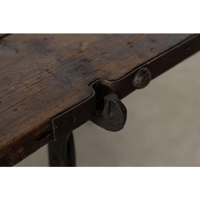 19th Century Iron & Pine Trestle Table, 1890s For Sale - Image 3 of 17