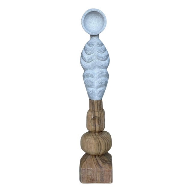 Echo on Wood Hand Carved Marble Sculpture by Tom Von Kaenel For Sale