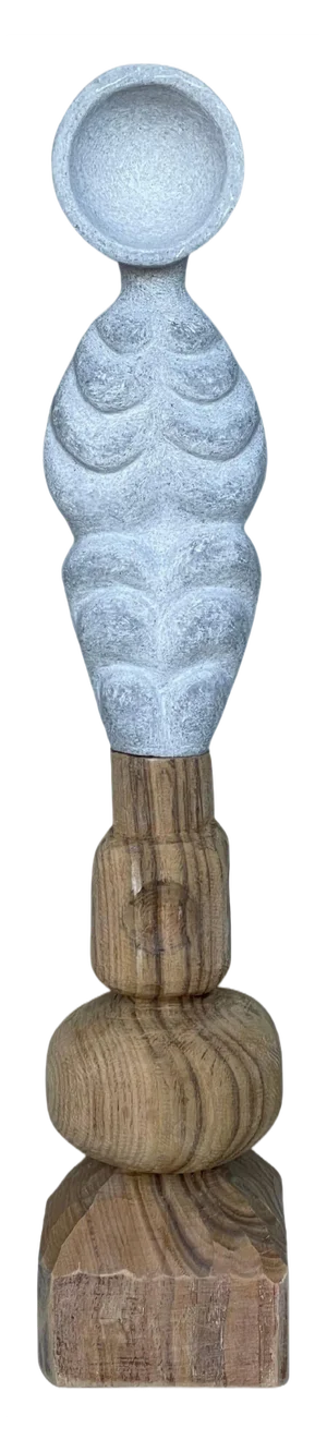 Echo on Wood Hand Carved Marble Sculpture by Tom Von Kaenel