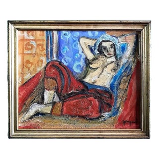 French Artist, Matisse Style Odalisque, 1920s, Oil on Canvas, Framed For Sale