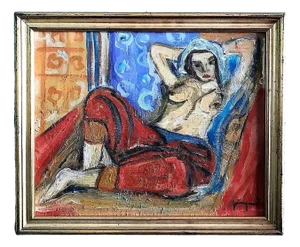 French Artist, Matisse Style Odalisque, 1920s, Oil on Canvas, Framed