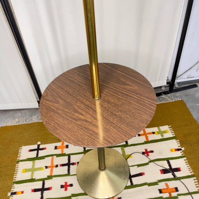 Mid Century Modern Floor Lamp With Table and Lampshade For Sale - Image 4 of 10
