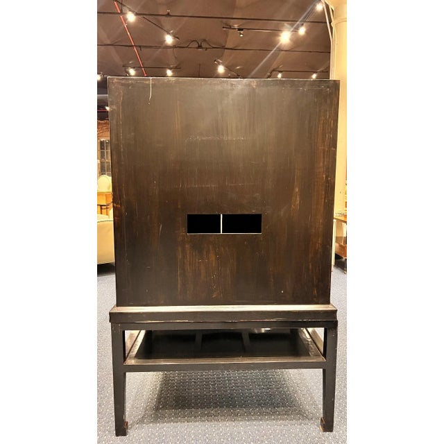 Black 1990s Altfield Hong Kong Chinese Black Lacquer Wedding Cabinet on Stand For Sale - Image 8 of 15