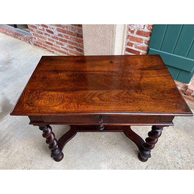 Late 19th Century Antique English Barley Twist Writing Table Library Desk Jacobean Walnut C1880 For Sale - Image 5 of 18