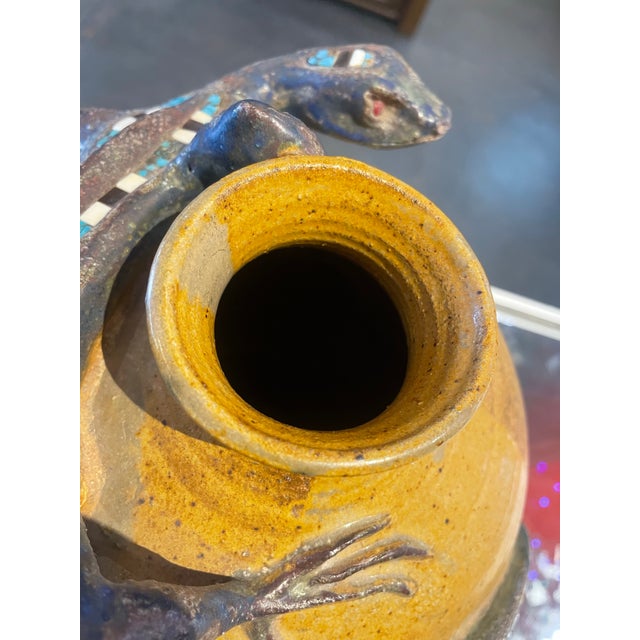 Vintage Ceramic Vase With Stone Inlaid Lizard by Raugh For Sale - Image 9 of 12
