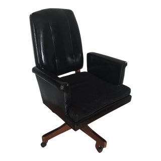 Mid-Century Executive Wood & Leather Chair For Sale