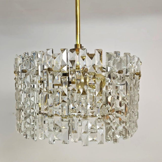 Metal Mid-Century Facet Glass Chandelier from Kinkeldey, 1960s For Sale - Image 7 of 9