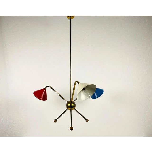 Metal Italian Brass 3-Arm Chandelier from Arredoluce, Italy, 1950s For Sale - Image 7 of 18