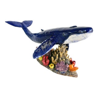 Unique Hand-Made Sculptural Glazed Ceramic Humpback Whale by Rexx Fischer For Sale