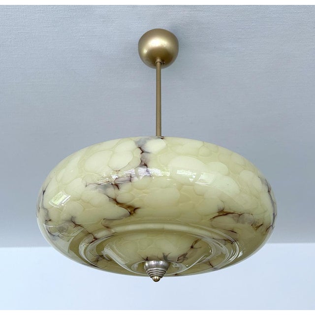 1930s Art Deco Pendant Light in Marble Glass, 1930s For Sale - Image 5 of 18