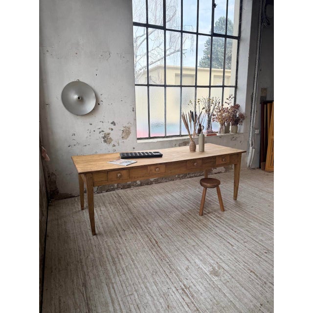 1950s Pine and Oak Farmhouse Table with Drawers, 1950s For Sale - Image 5 of 18