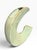 Signed postmodern ceramic crescent vase by McRon, dated 1984. The crescent, or C-form, opens into a full circle broken at...