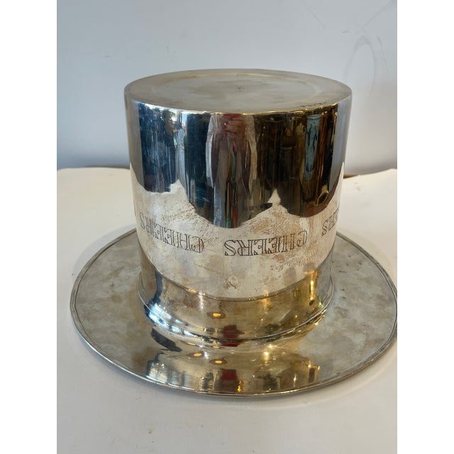 .Top Hat Bottle Cooler, English Silver Plate, Cheers For Sale - Image 10 of 10