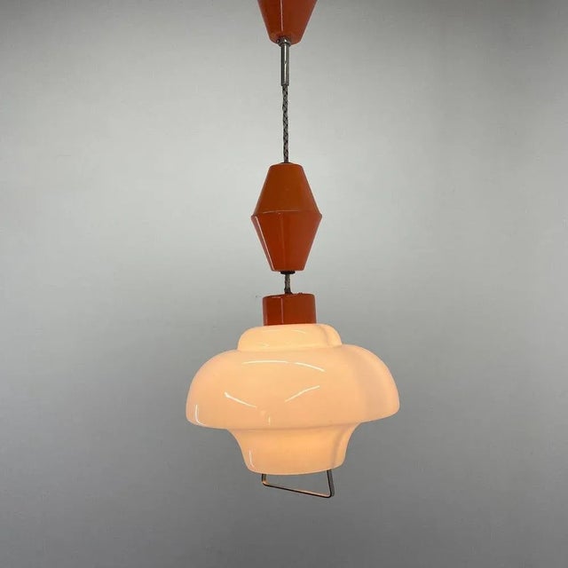 Pull-Down Pendant Light, Czechoslovakia, 1950s For Sale - Image 4 of 8