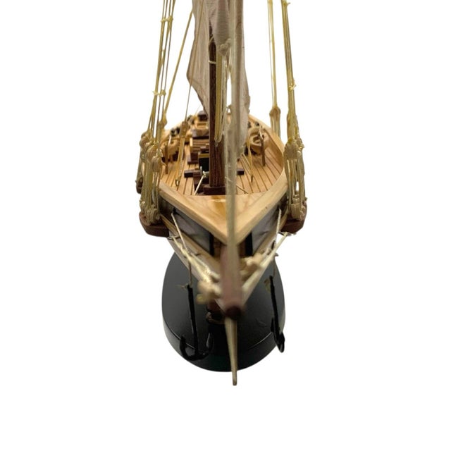 Late 20th Century Late 20th Century Ship Model Wooden Sailboat Nautical Coastal Theme Vintage Office Decor For Sale - Image 5 of 6