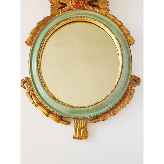 French Carver's Guild Fleur-De-Lis Giltwood Painted Mirror For Sale - Image 3 of 15