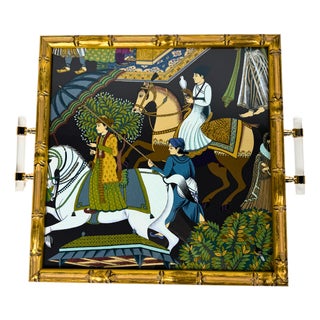 Gold Faux Bamboo Manuel Canovas Indian Celebration Tray For Sale