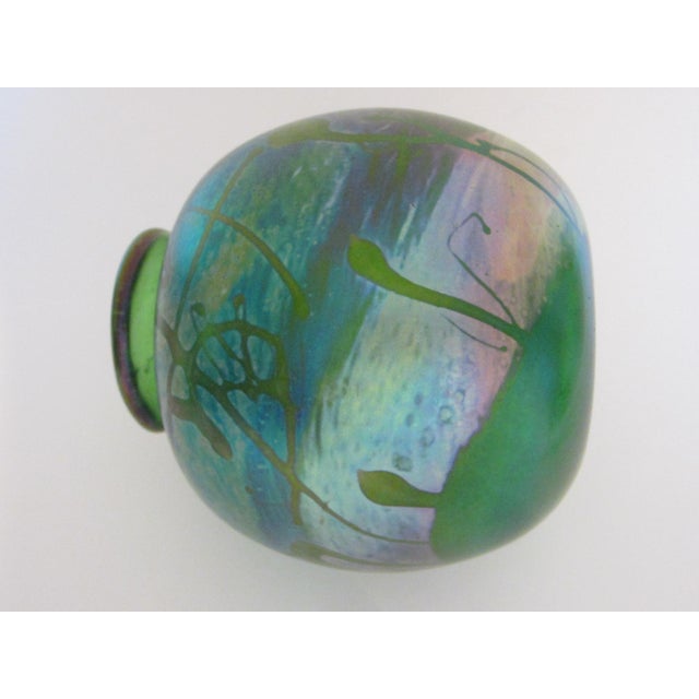 California Artist Loren Chapman Abstract Expressionist Signed Glass Vase For Sale - Image 11 of 18