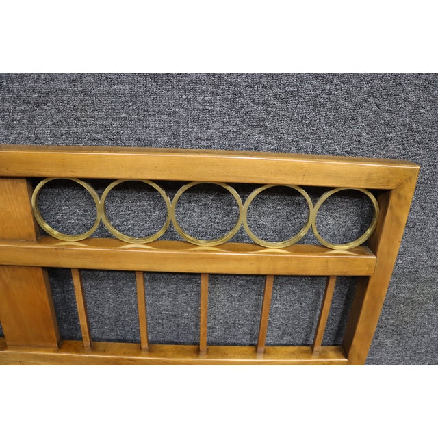 Brown Baker Furniture Walnut and Brass Ring King Headboard For Sale - Image 8 of 8