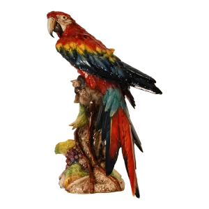 Art Deco Ceramic Parrot Italian Sculpture Majolica Bird Hand Crafted Macaw Parrot