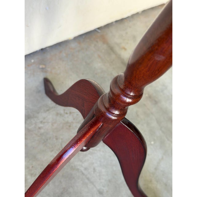 Wood Vintage Danish Rosewood Pedestal Side Table With Gold Inlay – Round Accent Table For Sale - Image 7 of 8