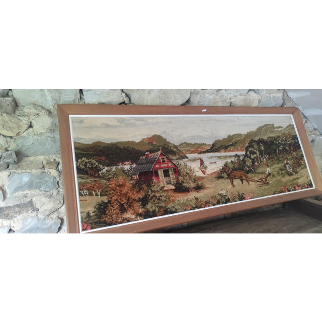 1960s Large Scandinavian Style Framed Wall Tapestry, 1960s For Sale - Image 5 of 6