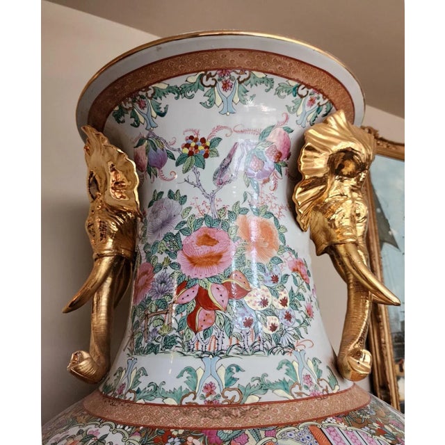 Pair of Monumental Mid-20th Century Chinese Famille Rose Palace Vases For Sale - Image 17 of 17
