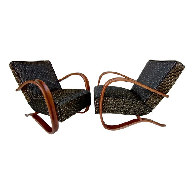 H-269 Lounge Chairs attributed to Jindrich Halabala for Up Zavody, 1930s, Set of 2 For Sale
