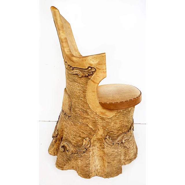Scandinavian Hand-Carved Kubbestol Chair, Norway or Denmark For Sale - Image 10 of 13