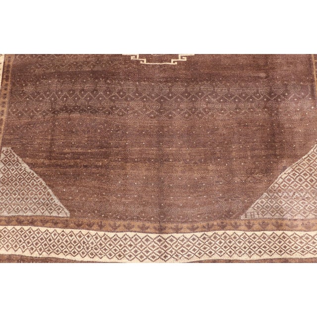 Vintage Turkish Kars Rug With a Modern Design in Shades of Brown and Ivory 7'7" X 10'4" For Sale In Atlanta - Image 6 of 12
