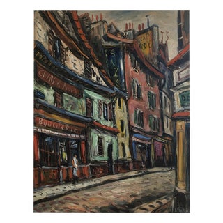 Fritz Strebel, Rue du Pot de Fer, Vieux Paris, Oil on Wood For Sale