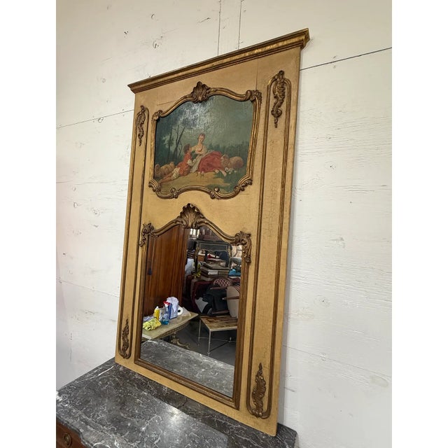 French Large 19th Century French Louis XVI Trumeau Mirror For Sale - Image 3 of 13