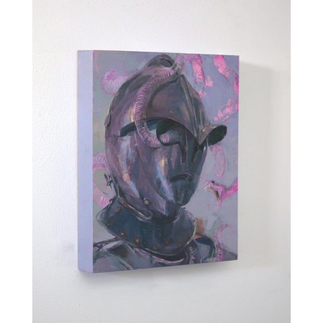 Contemporary Year of Snake by Elena Burykina | Oil on panel Armor-clad figure with snakes emerging from the helmet. For Sale - Image 3 of 5