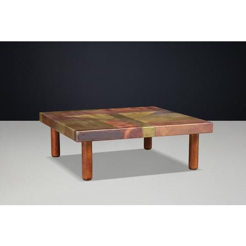 Brown Copper Patchwork Coffee Table by Lorenzo Burchiellaro, Italy, 1960s For Sale - Image 8 of 18