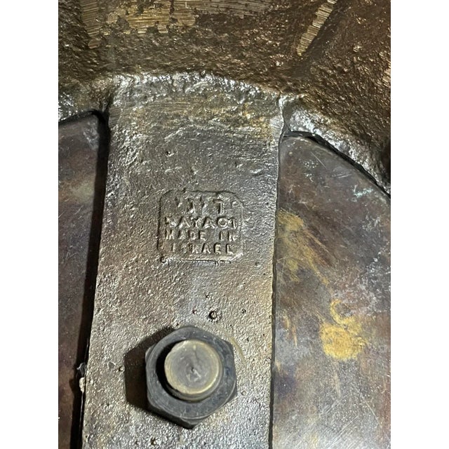 Vintage Mid-Century Dayagi Large Brass Vase Verdigris Enamel Finish For Sale - Image 11 of 12