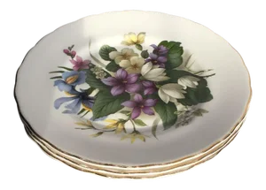 Floral English Bone China Plates - Set of 3