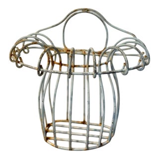 Vintage Metal Wire Wall-Mounted Planter Basket or Jardiniere For Sale