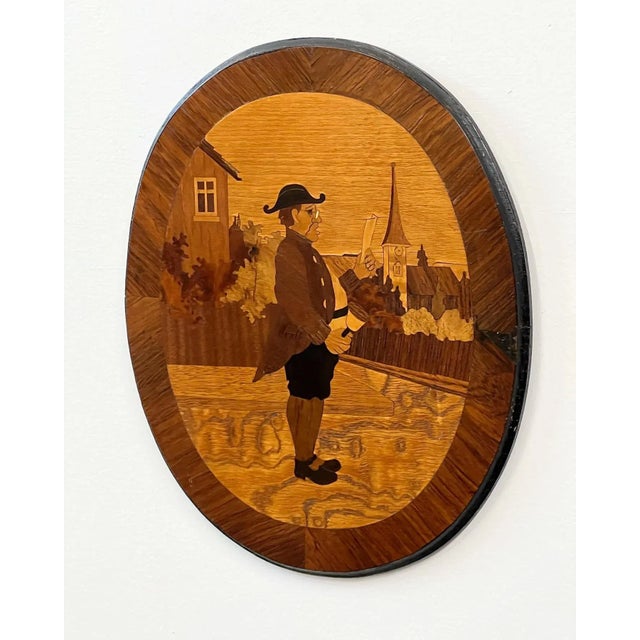 Wonderful vintage 1960's town crier intarsia wood art made from 118 pieces of wood. In nice vintage condition. 11.25" x...