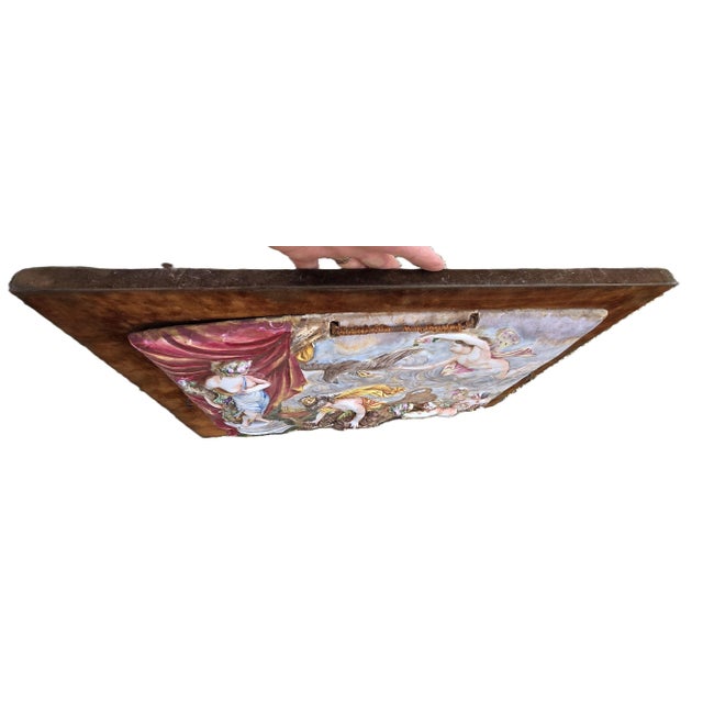 Ceramic Large Porcelain Plaque in Bas-Relief with Polychrome Enamel Decoration from Capodimonte, Early 19th Century For Sale - Image 7 of 11