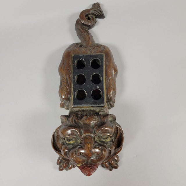 1900 Swiss Black Forest Lion Cigar Holder Carving For Sale In Raleigh - Image 6 of 12