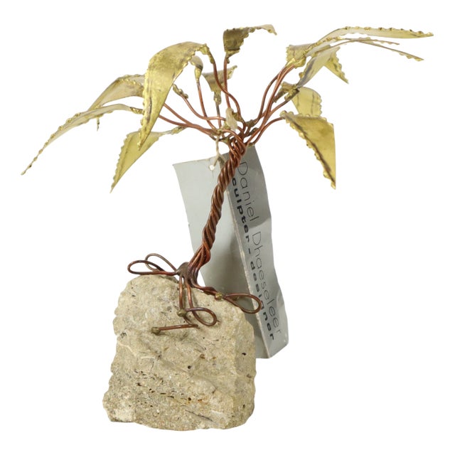 Copper Palm Tree on Rock Sculpture by Daniel Dhaeseleer, 1970s For Sale