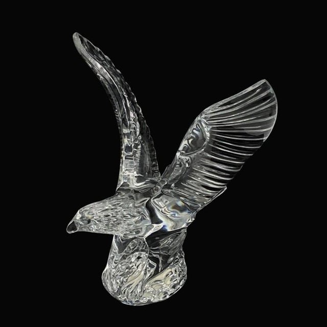 Stunning vintage crystal eagle sculpture designed by Fred Curtis for Waterford Crystal. Beautiful design of a solitary...