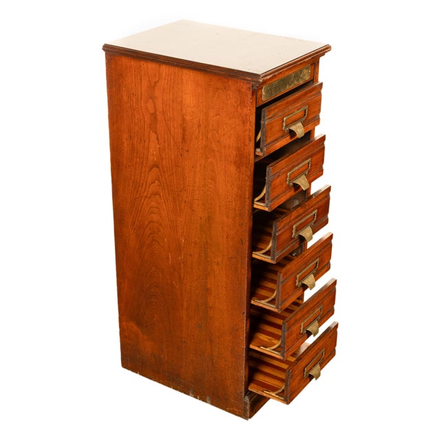 Antique Edwardian Walnut Six Drawer Shannon Filing Cabinet Co New York 1910 For Sale - Image 9 of 15