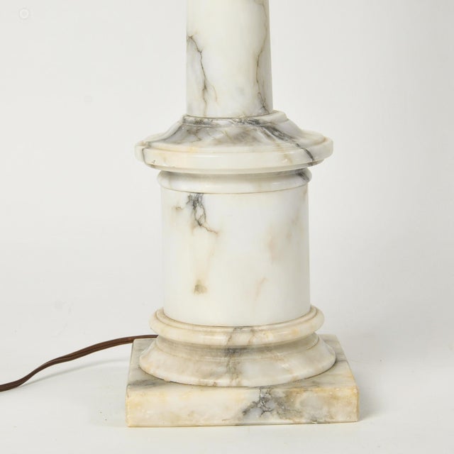 Vintage Marble Column Lamp Italian Neoclassical Statement Lamp For Sale In Rochester - Image 6 of 15